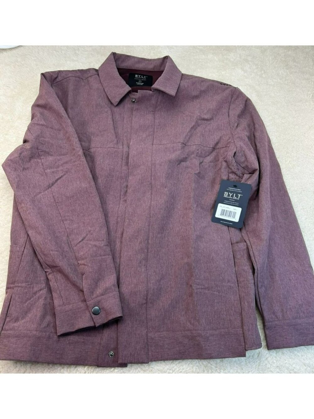 BYLT Men’s District Jacket Burgundy Size L Lightweight Athleisure Vented Tech